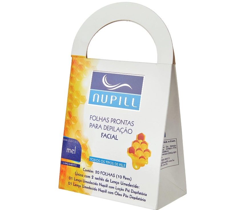 Nupill Folhas Prontas Depilatórias Mel Facial 20 Folhas, Branco