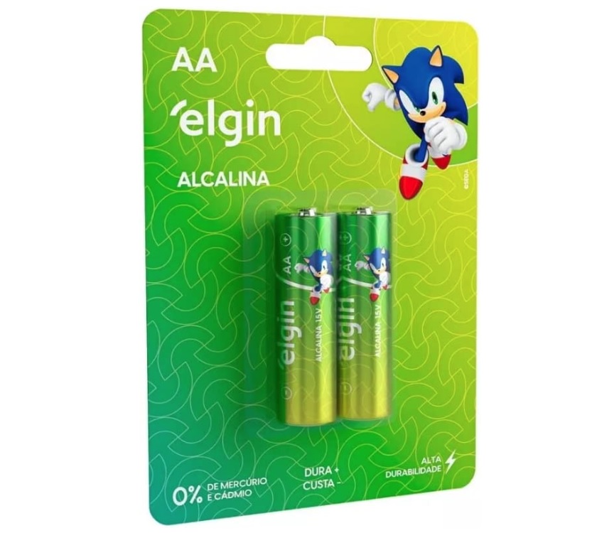 Pilha Alcalina AA Elgin com 2 unidades Comum