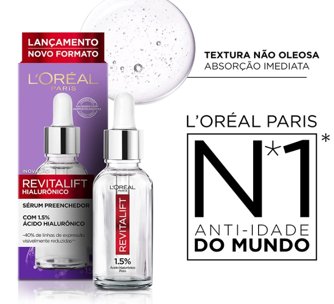 Sérum Preenchedor Facial Anti-idade L’Oréal Paris Revitalift Hialurônico, 15ml, , Cor: Incolor