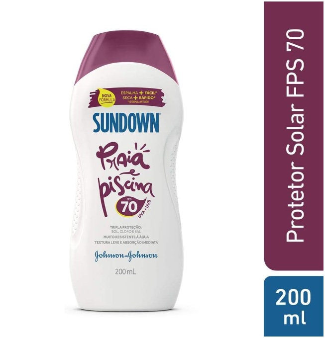 Sundown Protetor Solar Corpo e Rosto Praia e Piscina FPS 70, 200ml