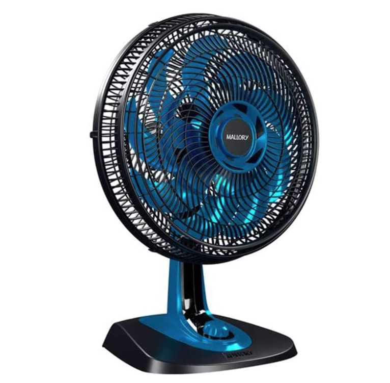 Ventilador de Mesa, Neo Air 15, Preto/Azul, 110v, Mallory