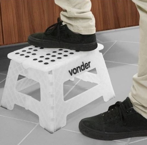 Vonder Banqueta Plástica Dobrável Branca Altura 220 Mm