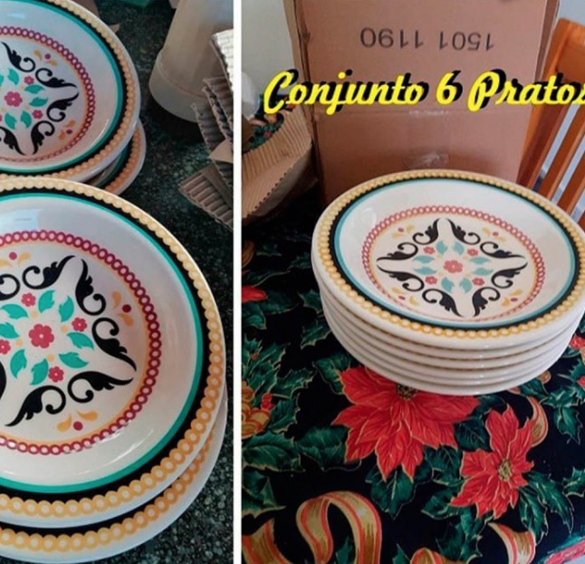 1 Conjunto com 6 Pratos Fundo Oxford Daily Floreal Luiza Multicor 23 cm