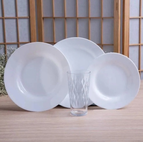 Aparelho de Jantar e Taças Duralex Opaline Pétala – 16 Peças