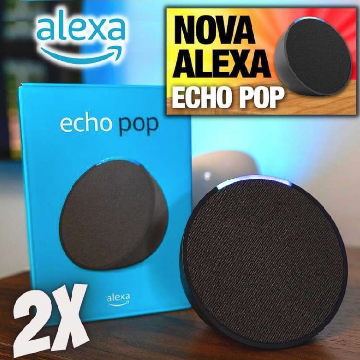 2 unidades – Apresentamos o Echo Pop | Smart speaker compacto com som envolvente e Alexa
