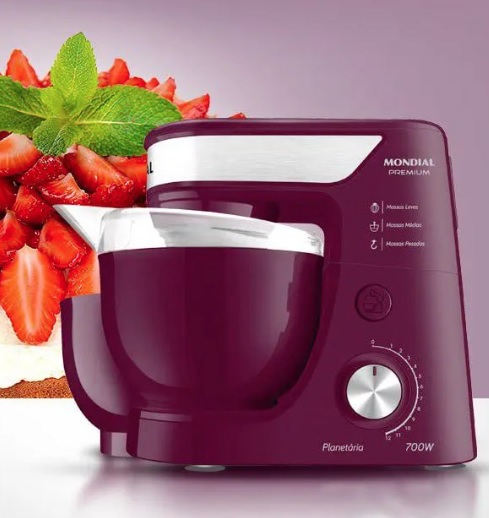 Batedeira Planetária Mondial Marsala 700W Premium – BP-01P-M 12 Velocidades 220v