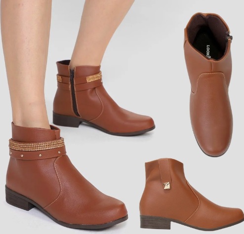 Bota Cano Curto Look Fashion Tira Tacha Feminina