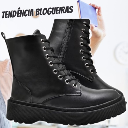 Bota Coturno Feminina Tratorada Tendência Blogueiras