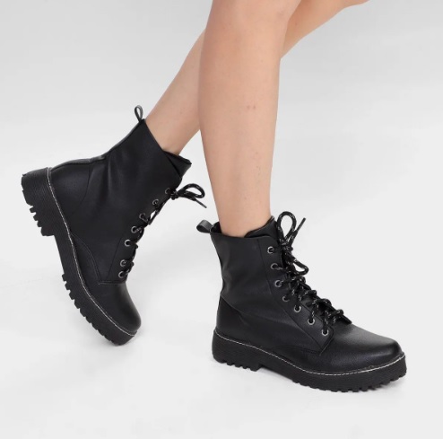 Bota Coturno Look Fashion Liso Feminino