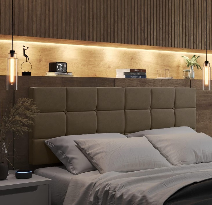 Cabeceira para cama box casal 1,40 Bia Cores (BEGE)