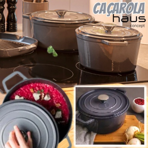 Caçarola Sauté Cinza, 20Cm, 20×10,7cm, 2,5L, Haus Concept