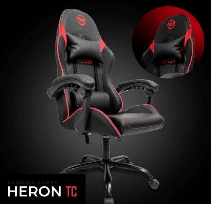 Cadeira Gamer TGT Nova Heron TC, Preta e Vermelha, TGT-HRTC-BR01