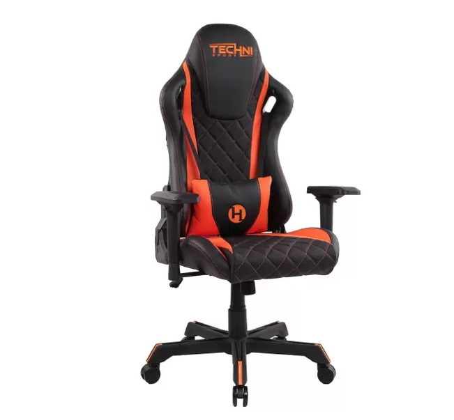 Cadeira Gamer Techni Sport Reclinável Giratória – Preta e Laranja TS84