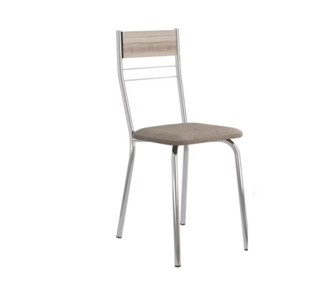 Cadeira Móveis Carraro 026 – Cromada/Camurça Conhaque/Nogueira