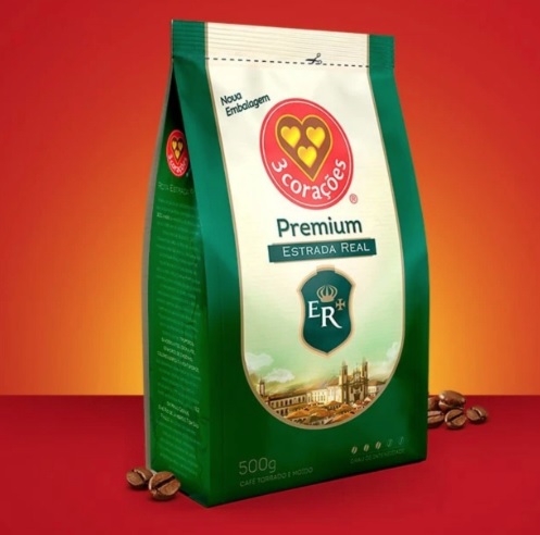Café Torrado e Moído Arábica e Robusta 3 Corações Estrada Real Premium Pacote 500G