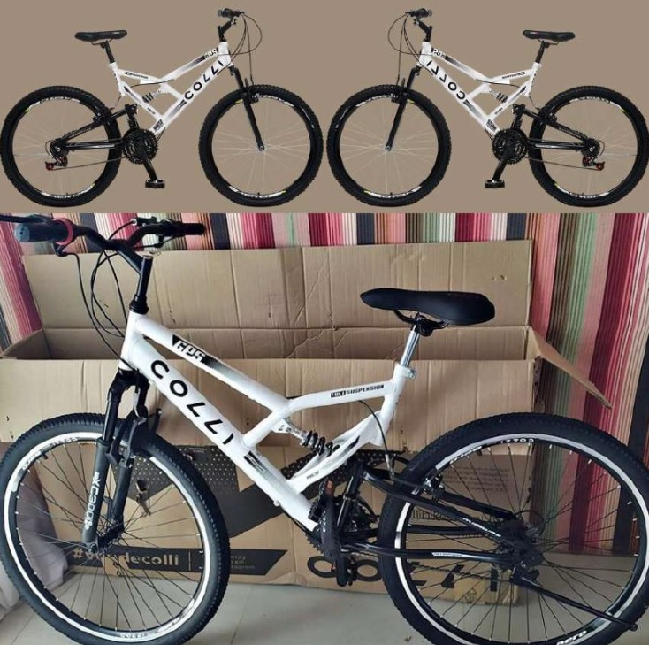 Colli Bike, Bicicleta GPS 148 Dupla Suspensão e Freios V-Brake, Aro 26 Aero, 36 Raias, 21 Marchas