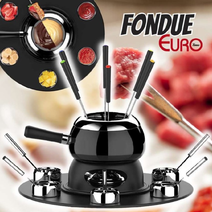 Conjunto Fondue com Base Giratória, 23 peças, Preto, Euro