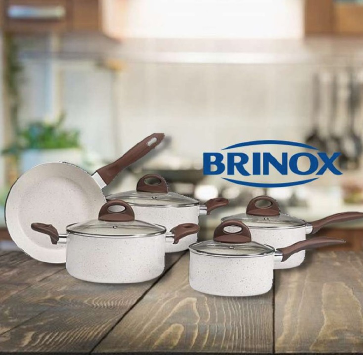 Conjunto de Panelas 5 peças, Ceramic Life com fundo de indução Vanilla, Brinox