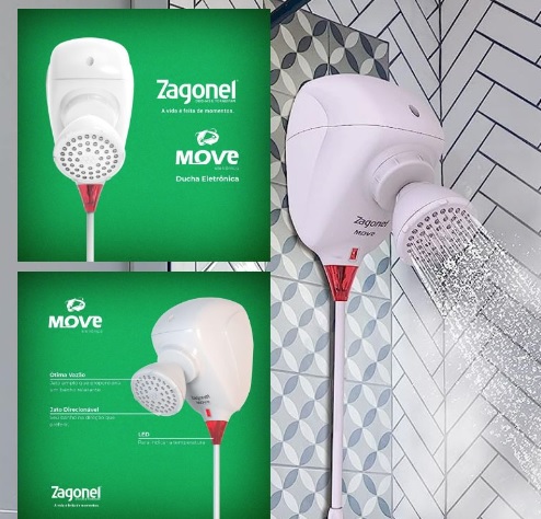 Ducha Eletrônica Zagonel Move 5500W 127V Branco
