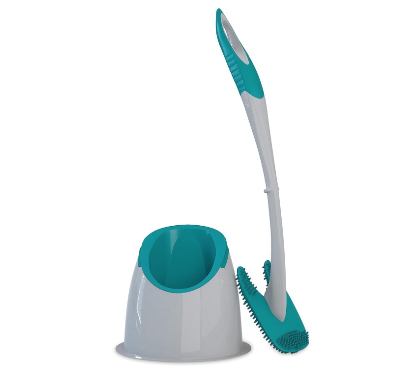 Escova Sanitária emborrachada com Suporte, Verde esmeralda, BAN6101, Flash Limp