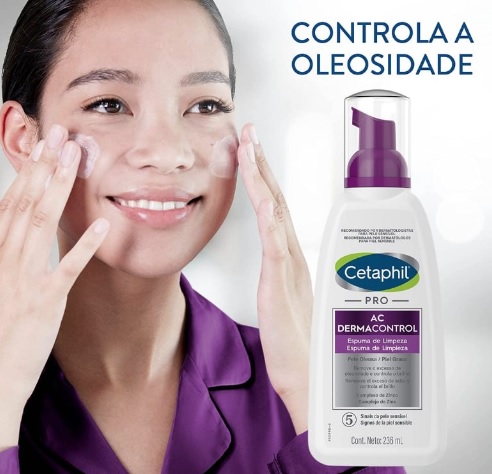 Espuma de limpeza facial pele oleosa cetaphil pro ac dermacontrol 236ml