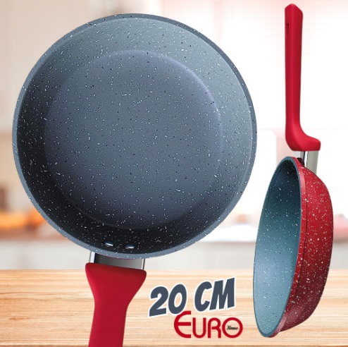 Euro Color Stone Frigideira de Alumínio com Antiaderente, Cinza (Volcano), 20 cm, 1.4 L