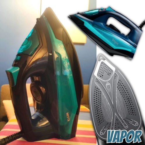 Ferro de Passar a Vapor Iron Steam Pro Elgin com base de cerâmica, turbo vapor vertical e autolimpeza 1400w