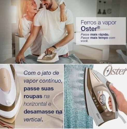 Ferro de Passar a Vapor Oster Antiaderente, 110V, Champagne/Branco, 1200W, GCSTBS5907