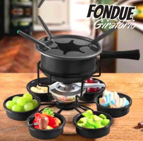 Forma, 807960, Kit Para Fondue 16 Peças Giratório Aparelho Para Fondue, cor Preto, Aço