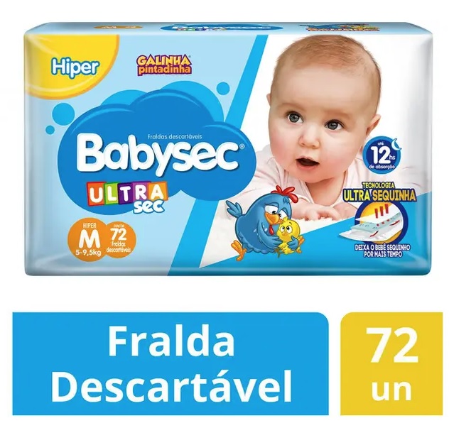 Fralda Babysec Ultrasec Galinha Pintadinha Tam. (M 72 Un. / XG 60 Un)