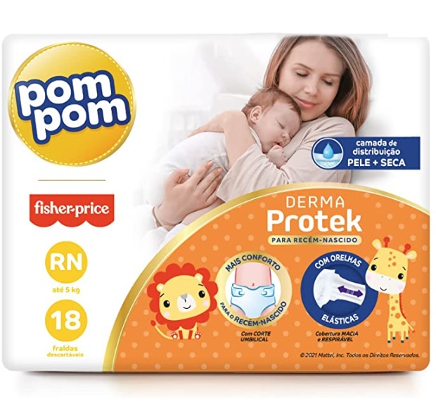 Fralda Pom Pom Derma Protek Jumbo (RN 18Un. / P 30Un. / M 28 Un. / G 24Un. / XG 20 Un. / XXG 18Un.)