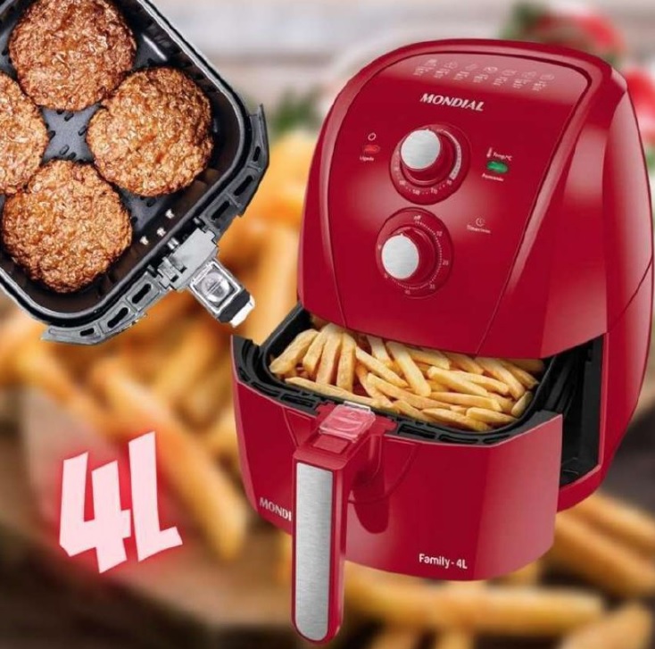 Fritadeira Sem Óleo Air Fryer 4L, Mondial, Vermelho, 1500W, 110V – AFN-40-FR