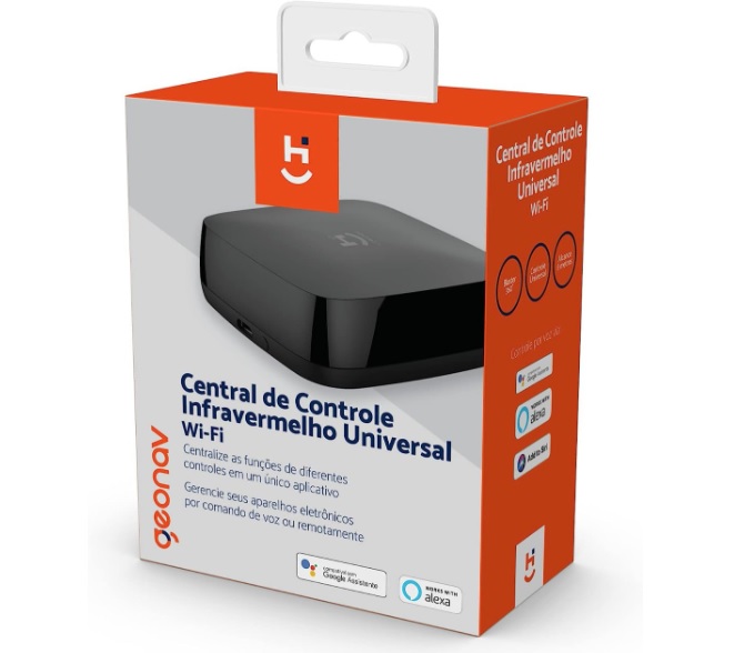 Hi by Geonav Central de Controle Inteligente, Wi-Fi, Aplicativo, Infravermelho – controle vários equipamentos através do smartphone, HIRCIR, compatível com Alexa e Google Assistente, Preto