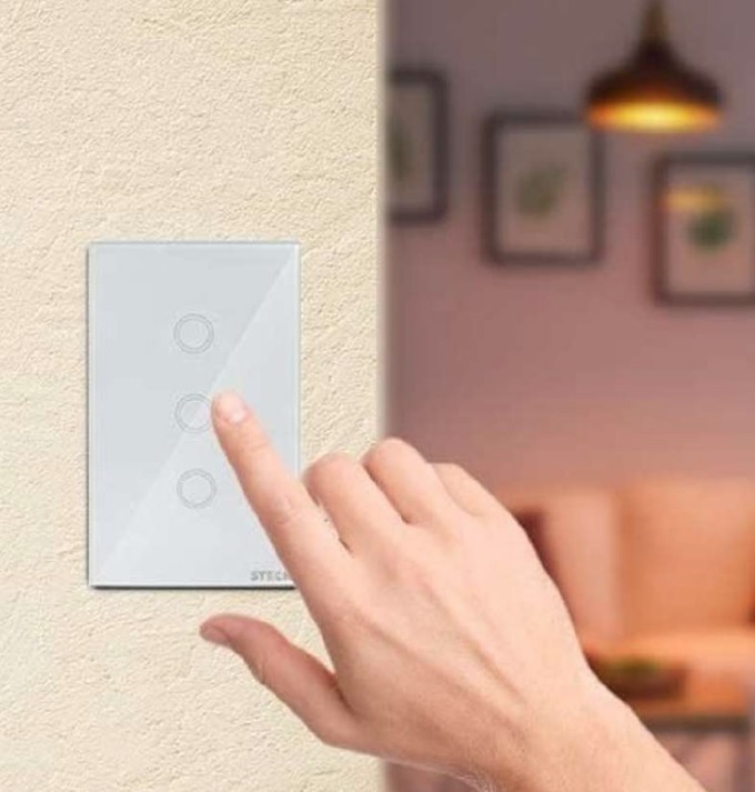Interruptor Inteligente Smarteck 4X2″ 3 Módulos Bivolt Touch Wi-fi Branco, compatível com Alexa
