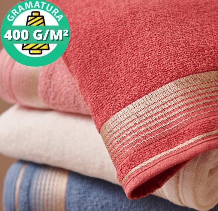 Jogo De Toalhas Gigante Super Absorção – 6 Peças Berlim 100% Algodão (Terracota + Rosa Crochê)