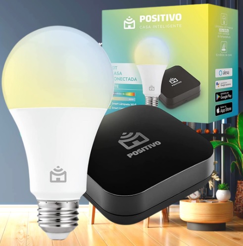 Kit Casa Conectada Lite Positivo Casa Inteligente, sua casa mais inteligente, contém 2 itens