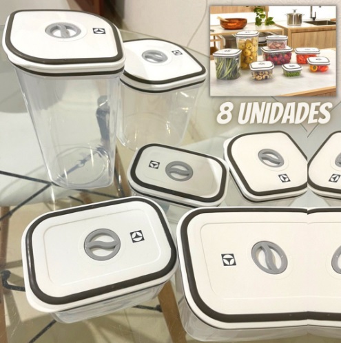 Kit Potes Herméticos de Plástico Electrolux – Cinza 8 unidades