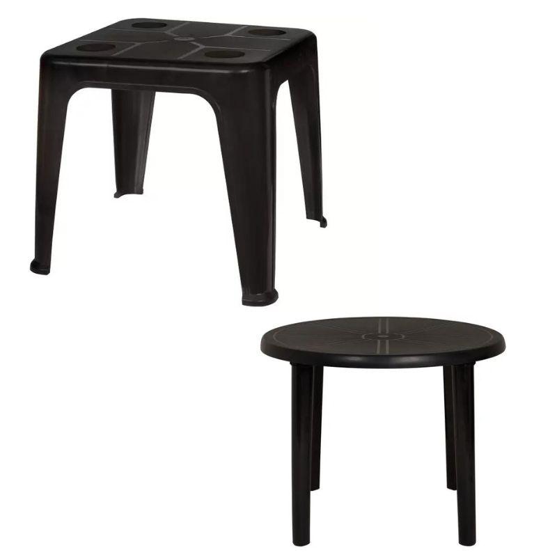 Mesa de Plástico de Apoio Quadrada Mor Preta – 4 Lugares