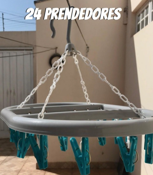 Mini Varal Oval com 24 Prendedores na cor verde, LAV6803, Flash Limp