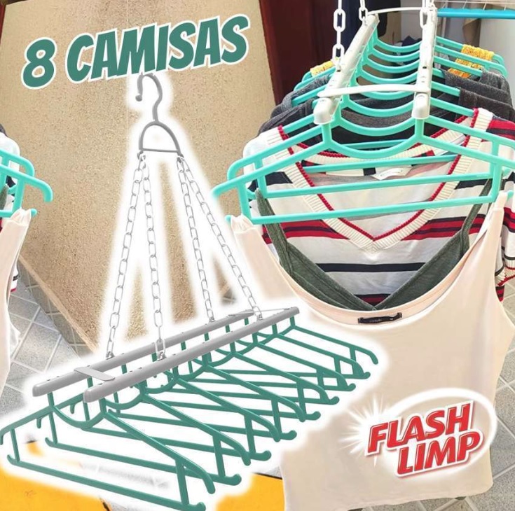 Mini Varal para 8 Camisas, Multicor, LAV3819, Flash Limp