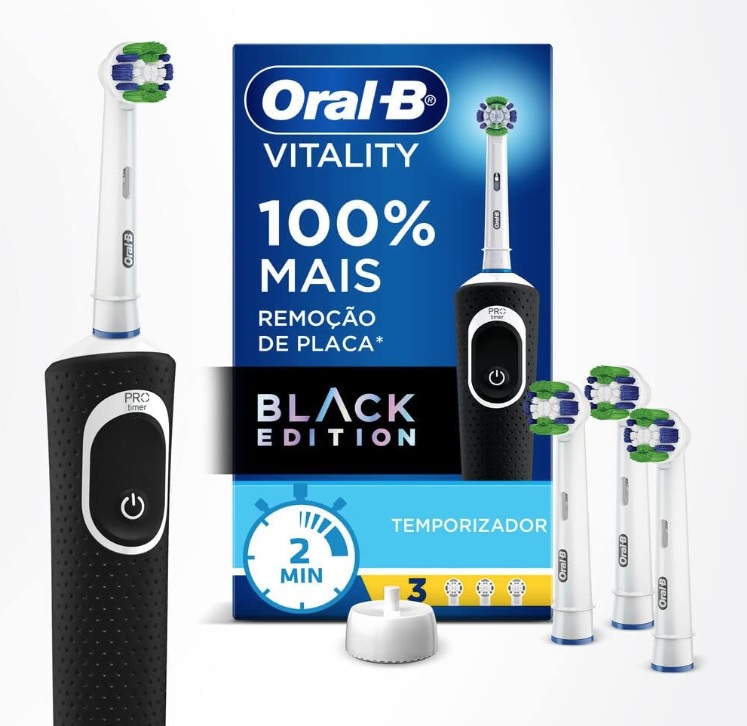Oral-B Escova Recarregável Vitality 100 Escova Eléctrica Recarregável 1 Unidade + Refis Precision Clean 3 Unidades 1 Kit