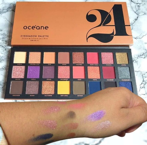Paleta de sombras 24 cores, 28g, Océane, Océane, 11 Tons Opacos e 13 Cintilantes