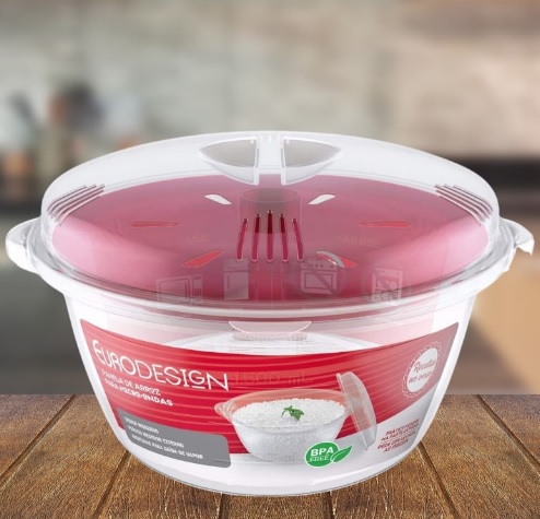 Panela de Arroz para preparo e aquecimento no Micro-ondas, PLA0641, Euro Home