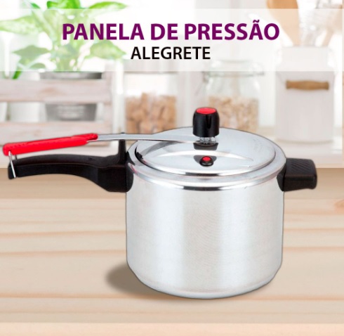Panela de Pressão 4,5L Alegrete Alumine Fechamento Interno em Alumínio com Cabo e Alça em Baquelite – Polida