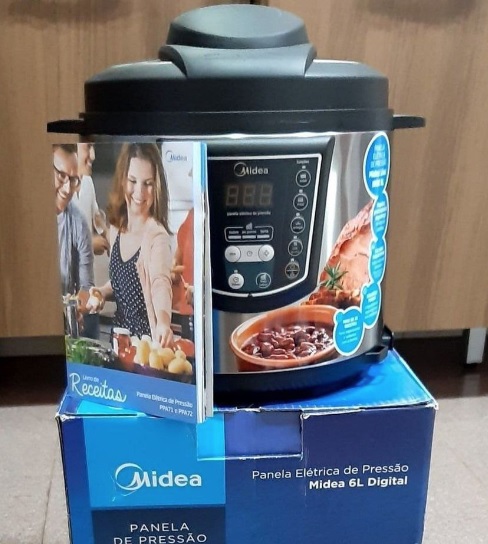 Panela de Pressão Elétrica 6L Digital, Inox/Preto, 110v, Midea