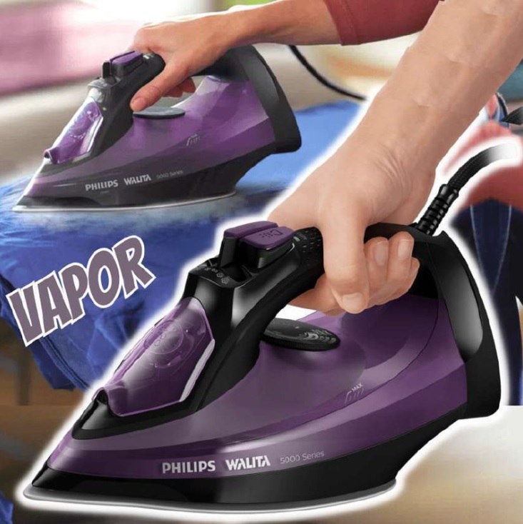 Philips Walita Roxo Ferro a Vapor Série 5000 – Vapor constante de 25 g/min – Sistema de vapor extra de 180 g – SteamGlide Plus – 1470W (DST5030/82), 110v