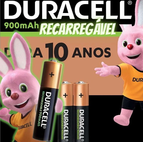 Pilha Recarregável AAA Palito DURACELL Com 2 Unidades