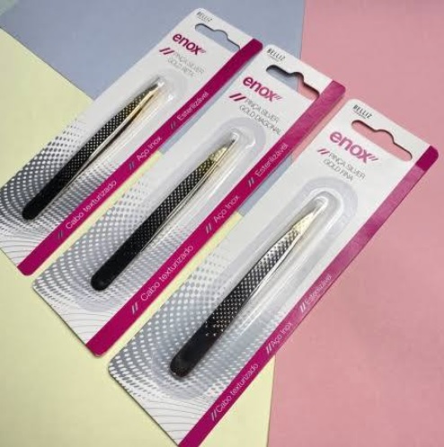 Pinça Silver Gold Ponta Fina, Enox