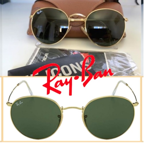 Ray-Ban RB3447L ROUND METAL Óculos de Sol Masculino Ouro