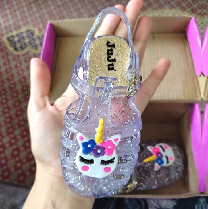 Sandália Infantil Bebê Meninas Unicórnio Glitter